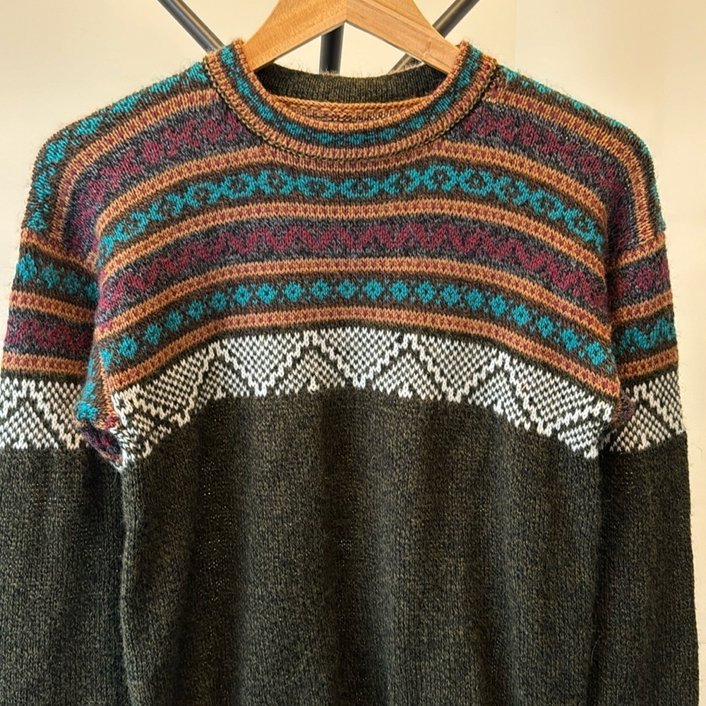 VINTAGE RETRO Multicoloured Sweater | Medium | Knit - Picture 4 of 8